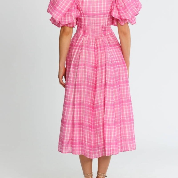 Aje Bungalow Pleated Puff Sleeve dress SZ Medium - Picture 3 of 8